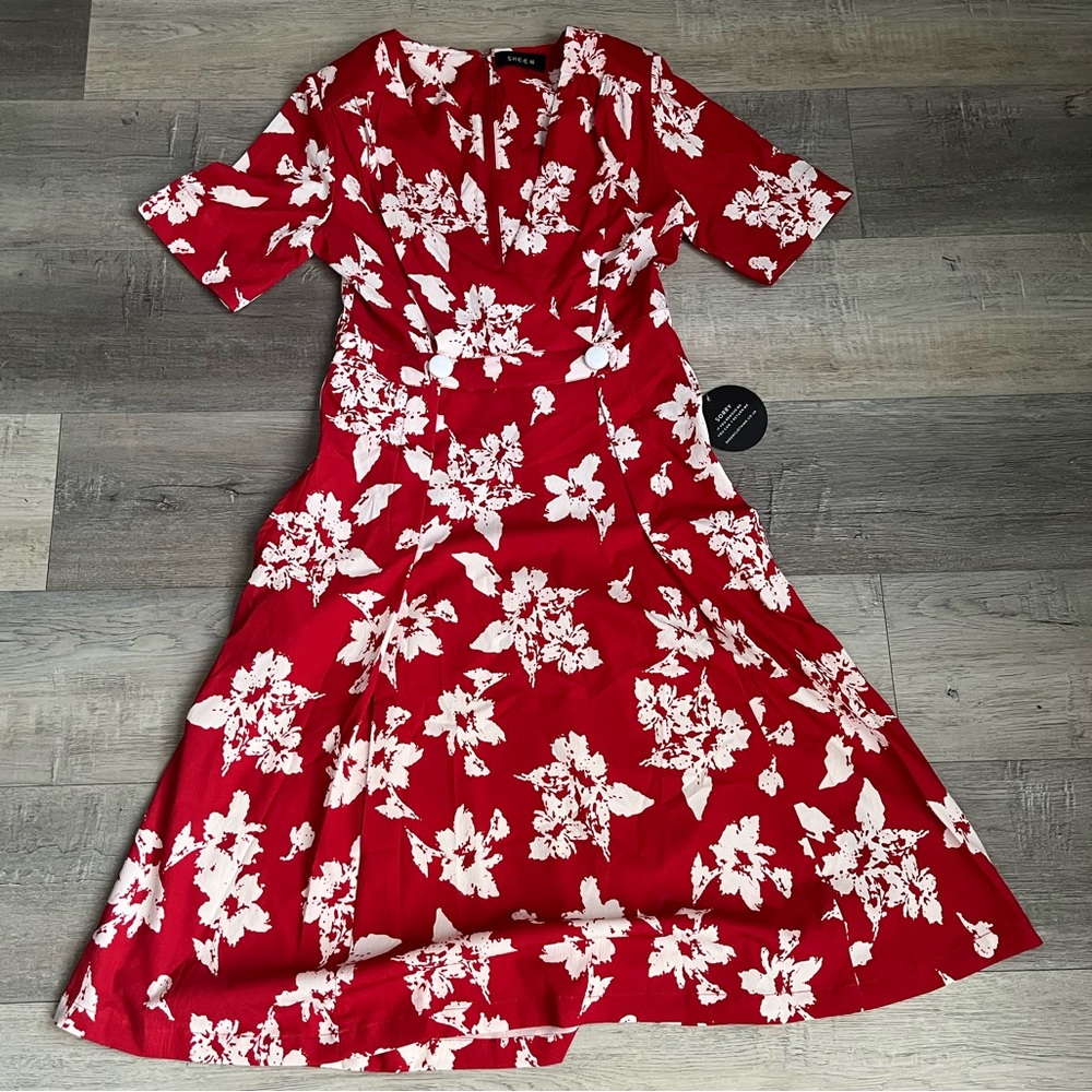 Unique vintage tropical floral swing dress